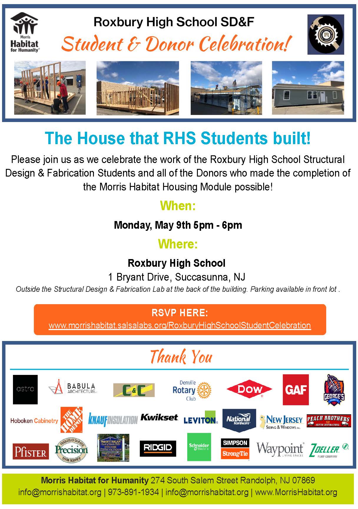  RHS SDF Student and Donor Celebration Flyer